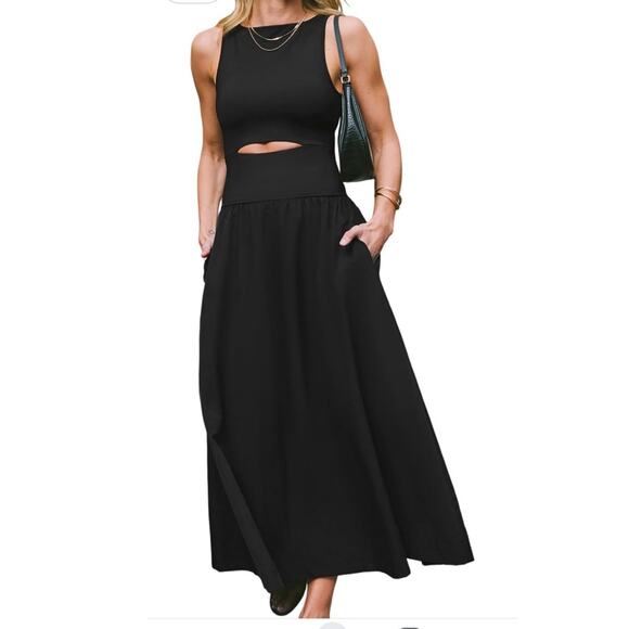 Cupshe Black Sleeveless Maxi Dress Size Large - Picture 1 of 4